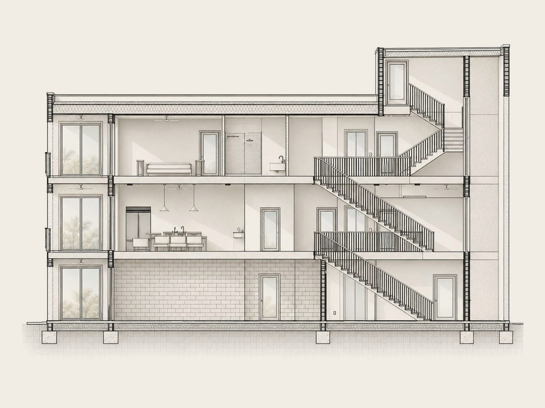 Conceptual building section drawing